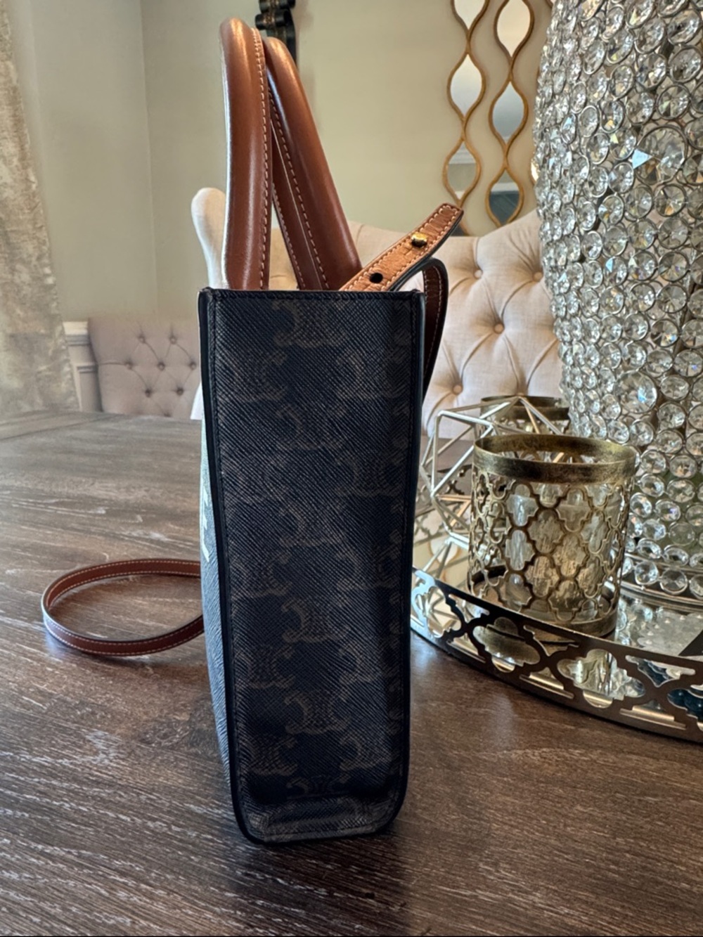 Celine Mini Vertical Cabas bag in Triomphe Canvas and Calfskin - Picture 3 of 9